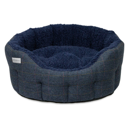 Earthbound Round Traditional Tweed Bed Navy