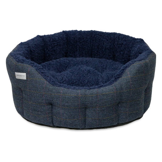 Earthbound Round Traditional Tweed Bed Navy