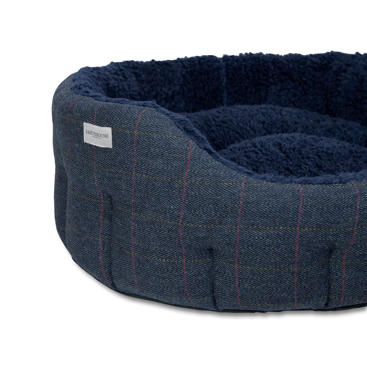 Earthbound Round Traditional Tweed Bed Navy
