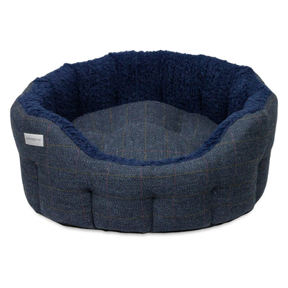 Earthbound Round Traditional Tweed Bed Navy