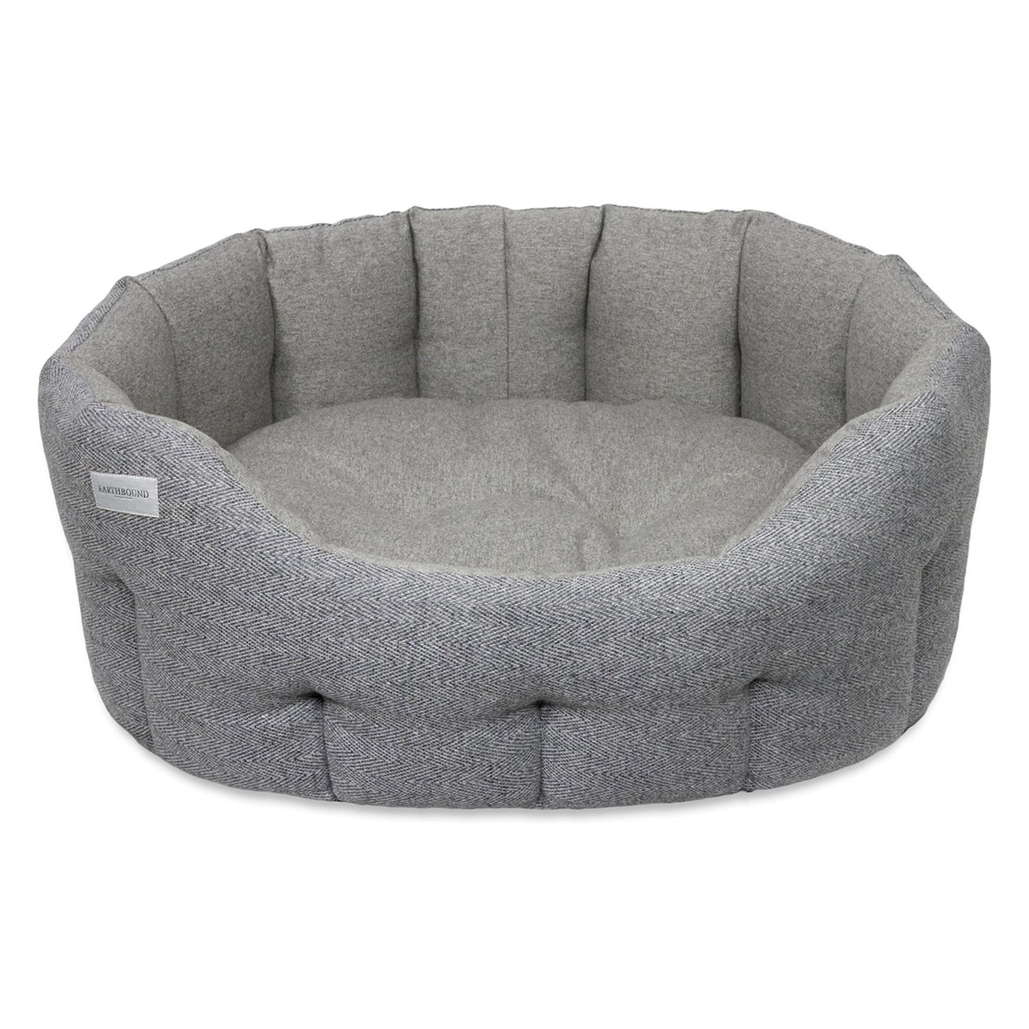Earthbound Round Traditional Tweed Bed Steel Grey