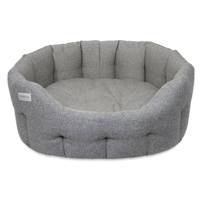 Earthbound Round Traditional Tweed Bed Steel Grey
