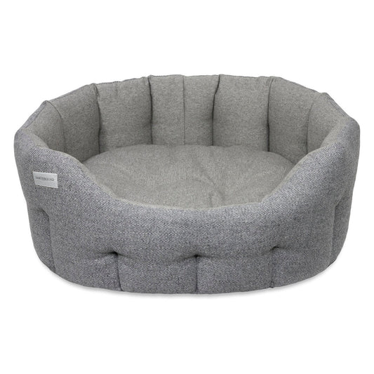 Earthbound Round Traditional Tweed Bed Steel Grey
