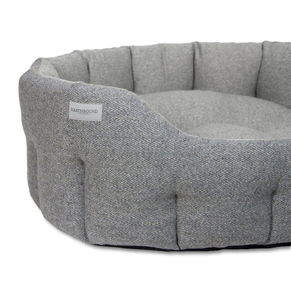 Earthbound Round Traditional Tweed Bed Steel Grey