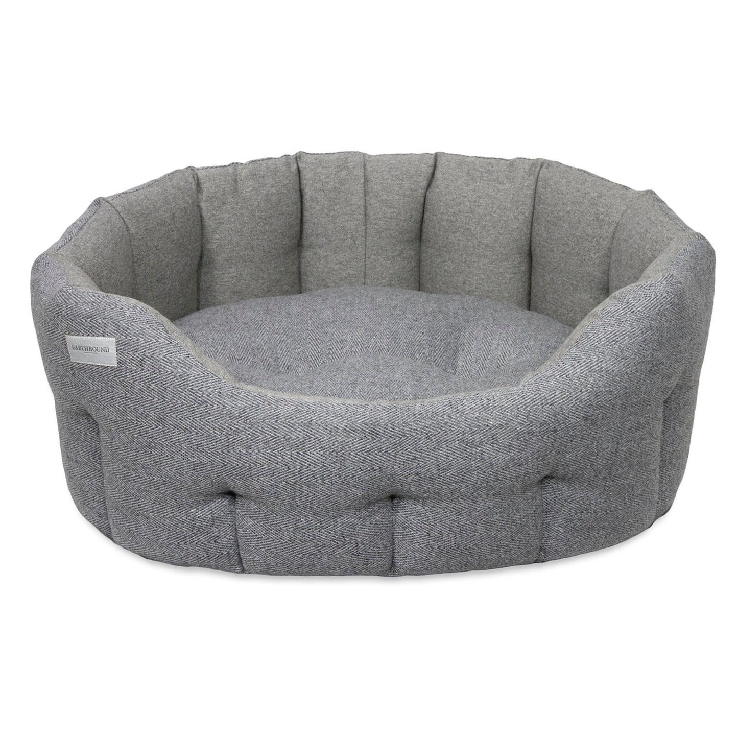Earthbound Round Traditional Tweed Bed Steel Grey