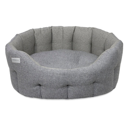 Earthbound Round Traditional Tweed Bed Steel Grey