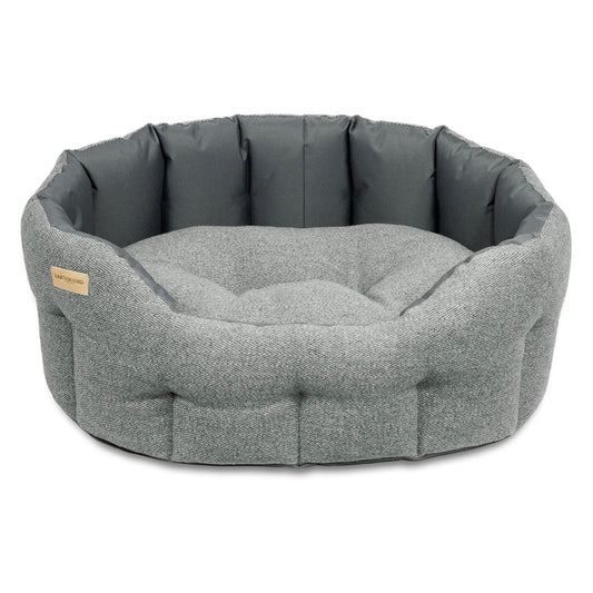Earthbound Round Traditional Tweed & Waterproof Bed Steel Grey