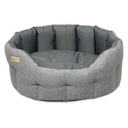 Earthbound Round Traditional Tweed & Waterproof Bed Steel Grey