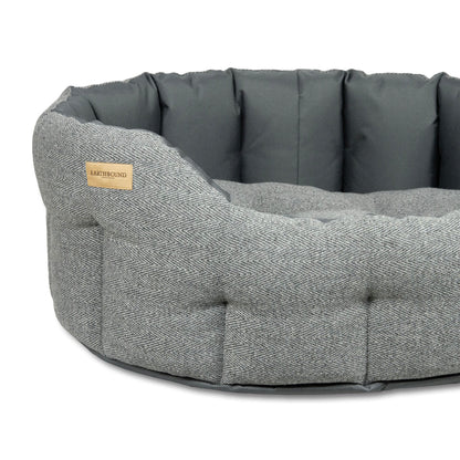 Earthbound Round Traditional Tweed & Waterproof Bed Steel Grey