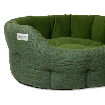 Earthbound Round Modern Tweed Bed Pine Green
