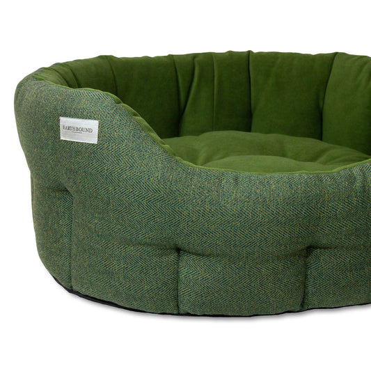 Earthbound Round Modern Tweed Bed Pine Green