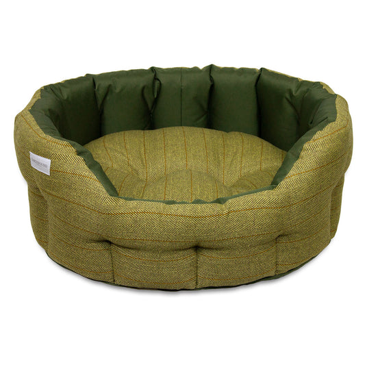 Earthbound Round Modern Tweed & Waterproof Bed Forest Green