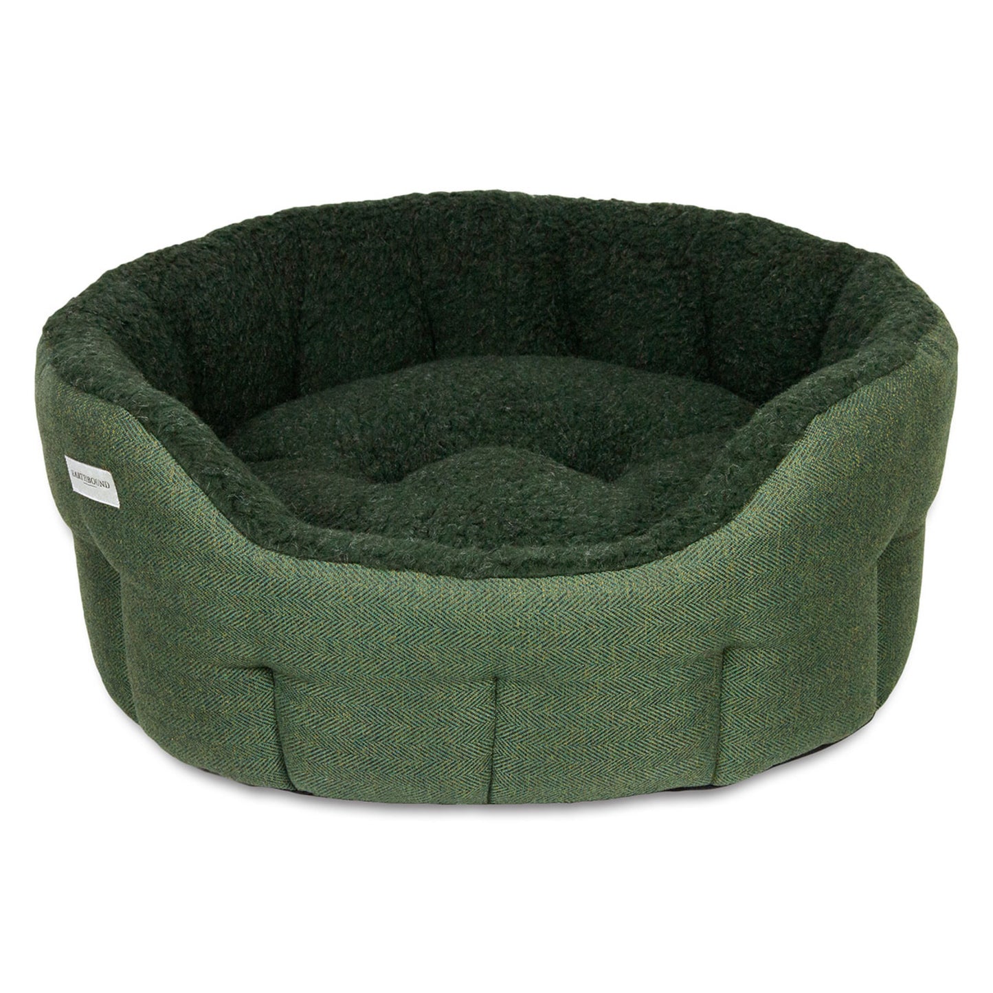 Earthbound Round Modern Tweed Sherpa Bed Pine Green