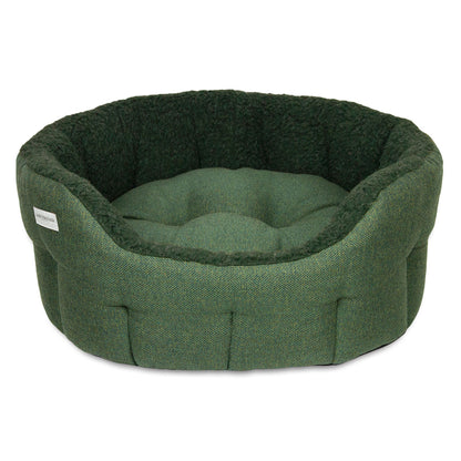 Earthbound Round Modern Tweed Sherpa Bed Pine Green