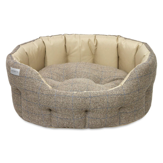 Earthbound Round Traditional Tweed & Waterproof Bed Beige
