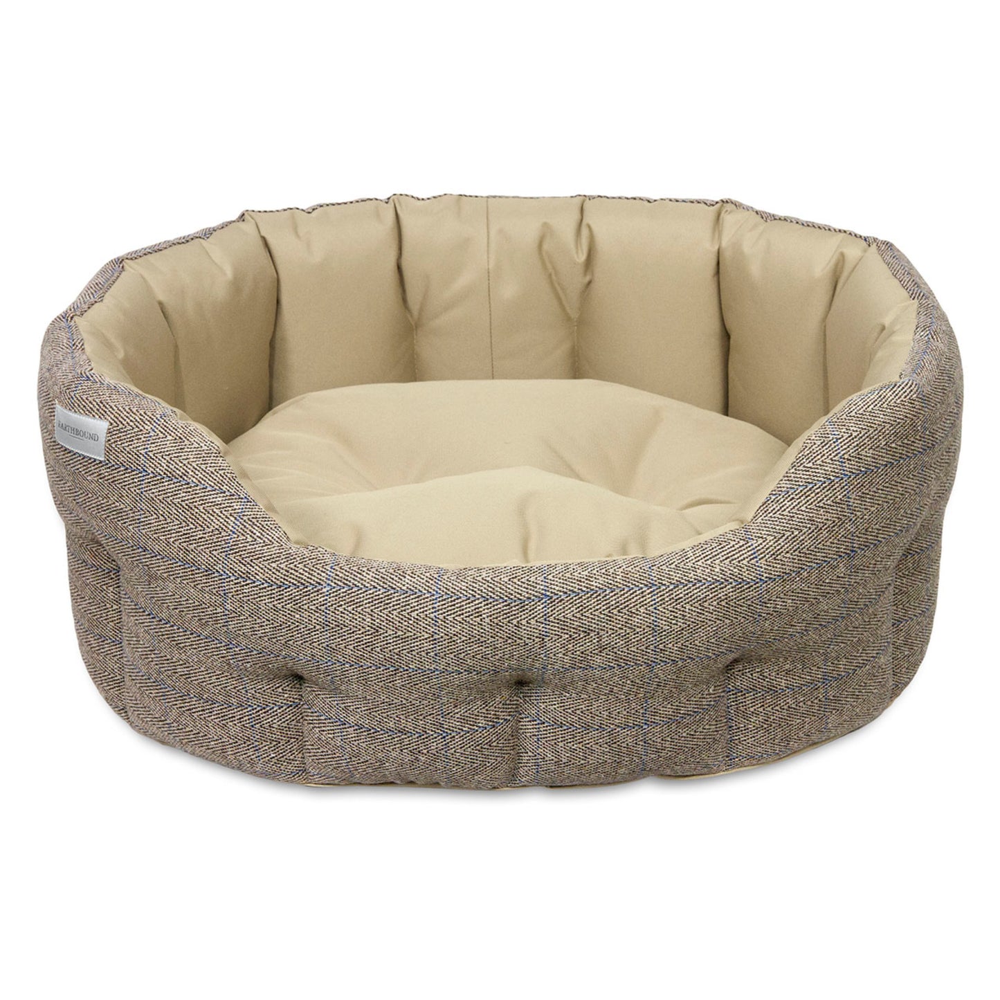 Earthbound Round Traditional Tweed & Waterproof Bed Beige