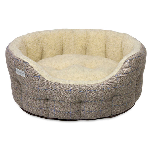 Earthbound Round Traditional Tweed Bed Beige