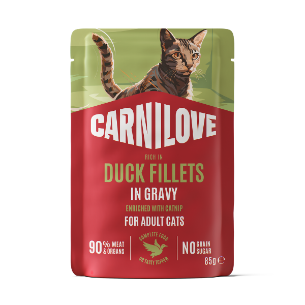 Carnilove Wet Cat Food: Pouch Adult Duck with Catnip in Gravy 85g