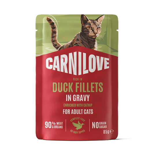 Carnilove Wet Cat Food: Pouch Adult Duck with Catnip in Gravy 85g