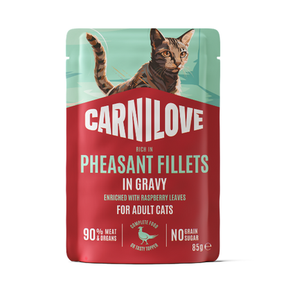 Carnilove Wet Cat Food: Pouch Adult Pheasant with Raspberry in Gravy 85g
