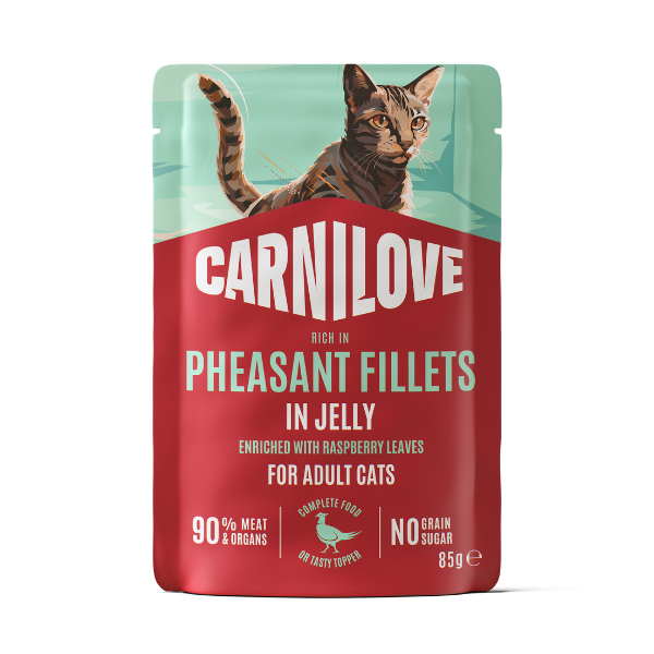 Carnilove Wet Cat Food: Pouch Adult Pheasant with Raspberry in Jelly 85g