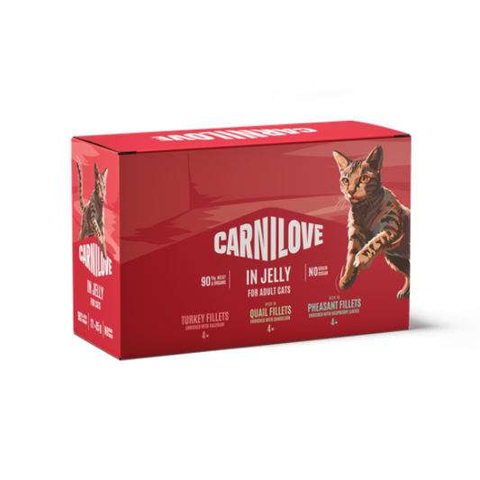 Carnilove Wet Cat Food: Pouch Adult MultiPack in Jelly 12x85g