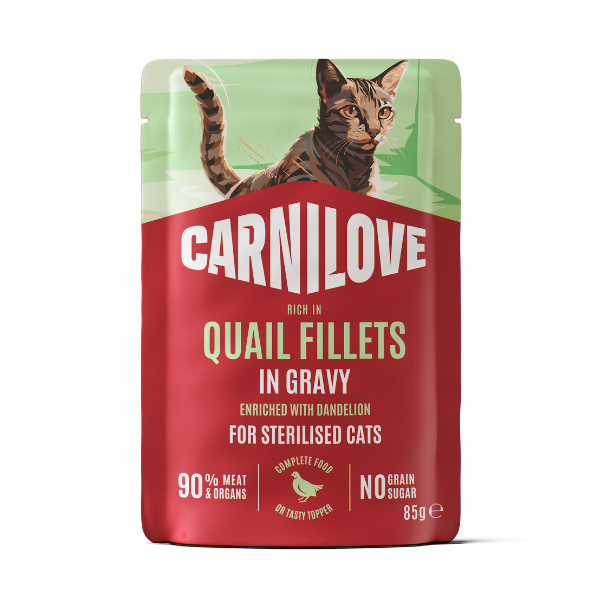 Carnilove Wet Cat Food: Pouch Adult Quail with Dandelion in Gravy 85g