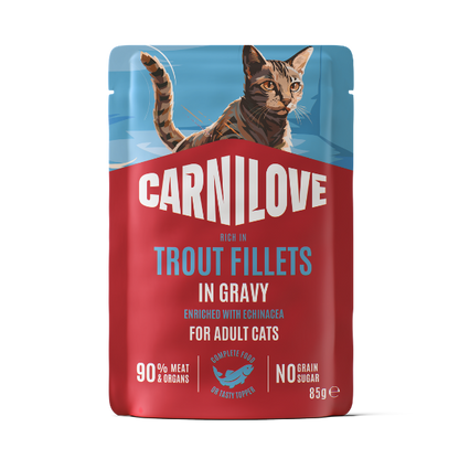 Carnilove Wet Cat Food: Pouch Adult Trout with Echinacea in Gravy 85g