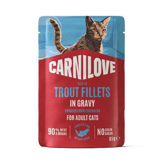 Carnilove Wet Cat Food: Pouch Adult Trout with Echinacea in Gravy 85g
