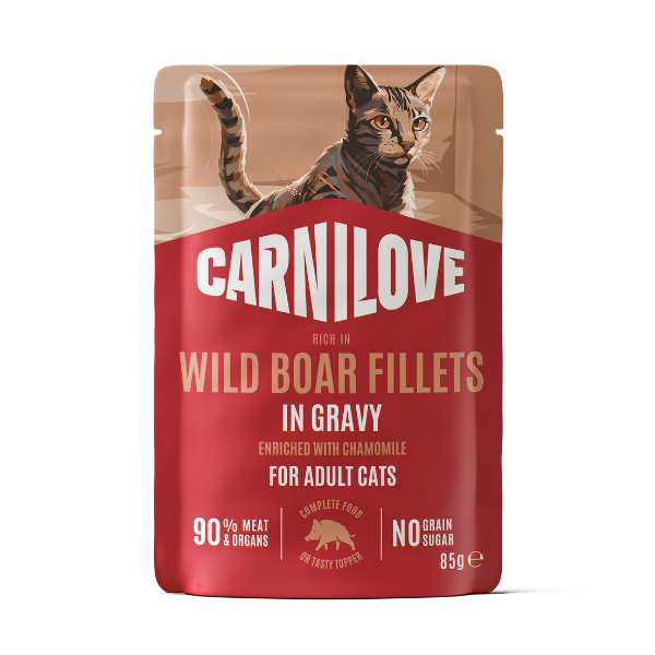 Carnilove Wet Cat Food: Pouch Adult Wild Boar with Chamomile in Gravy 85g