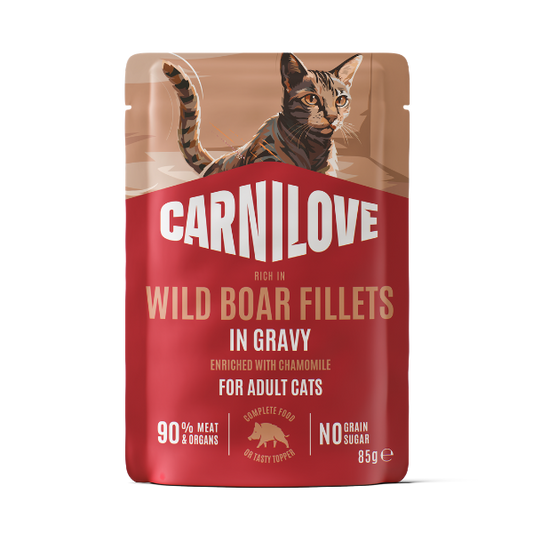Carnilove Wet Cat Food: Pouch Adult Wild Boar with Chamomile in Gravy 85g