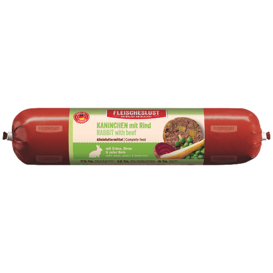 Fleischeslust Wet Dog Food: Classic Rabbit with Beef, Peas, Pear & Beetroot