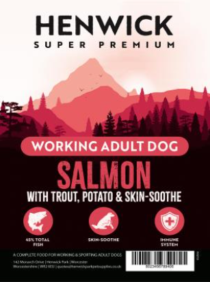Henwick Dog Food: Adult Salmon with Trout, Potato & Skin-Soothe 15kg