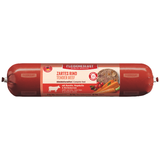 Fleischeslust Wet Dog Food: Tender Beef with Carrot, Rosehips & Pumpkin Seeds