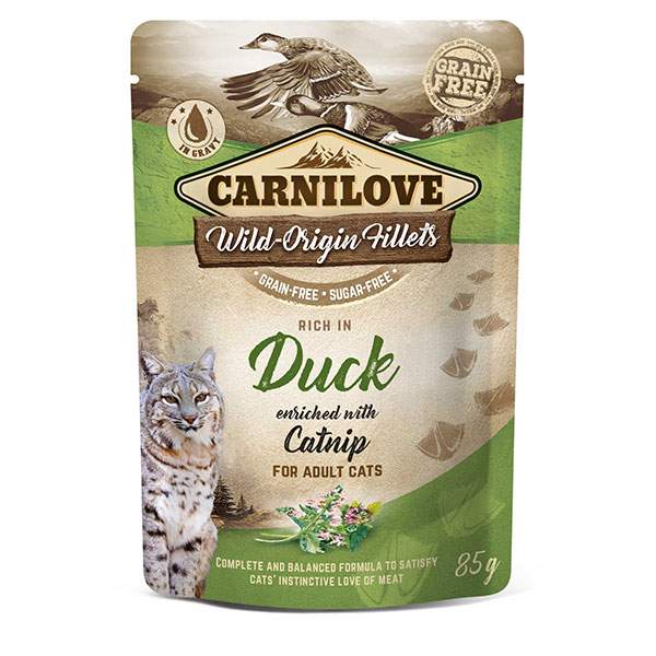 Carnilove Wet Cat Food: Pouch Adult Duck with Catnip 85g