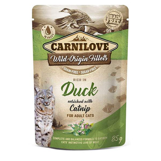 Carnilove Wet Cat Food: Pouch Adult Duck with Catnip 85g
