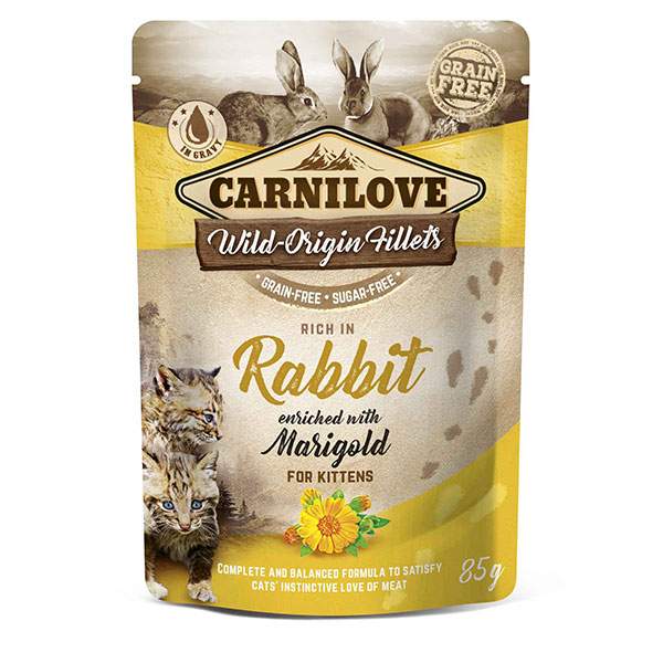 Carnilove Wet Cat Food: Pouch Kitten Rabbit with Marigold 85g