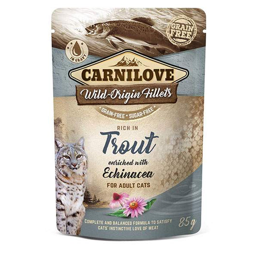 Carnilove Wet Cat Food: Pouch Adult Trout with Echinacea 85g