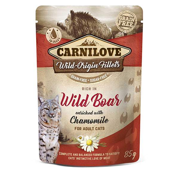 Carnilove Wet Cat Food: Pouch Adult Wild Boar with Chamomile 85g