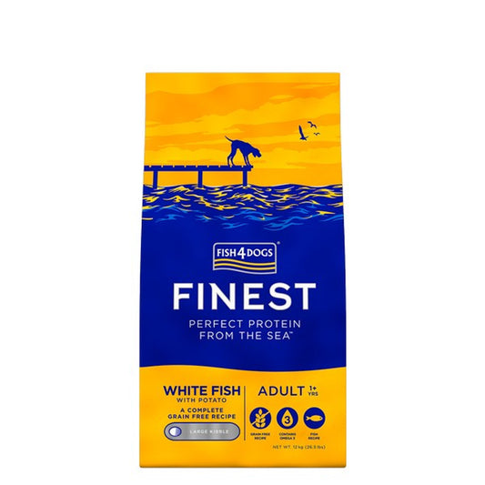 Fish4Dogs Dog Food: Adult Finest White Fish Small Kibble 12kg