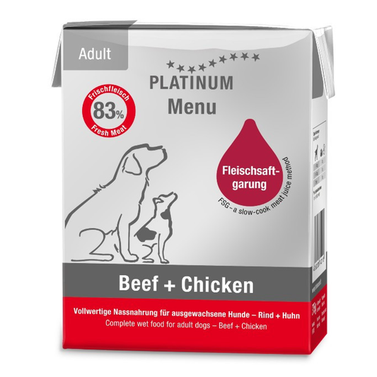 Platinum Dog Food: Wet Food Menu Adult Beef & Chicken 375g