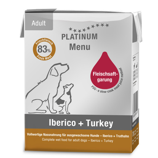 Platinum Dog Food: Wet Food Menu Adult Iberico & Turkey 375g