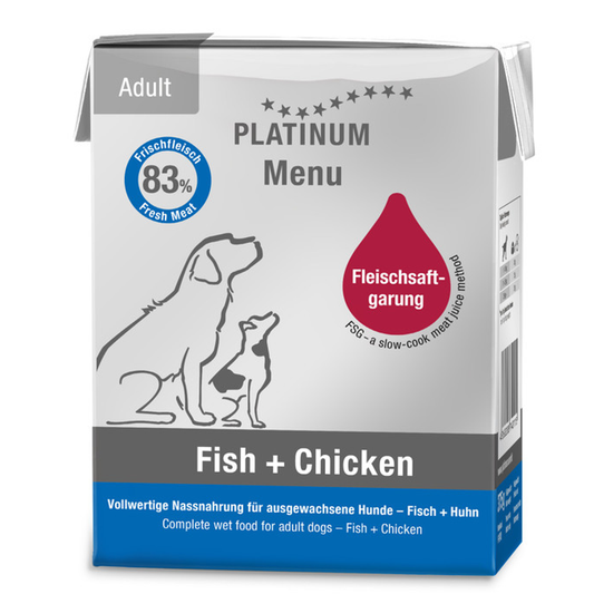 Platinum Dog Food: Wet Food Menu Adult Fish & Chicken 375g