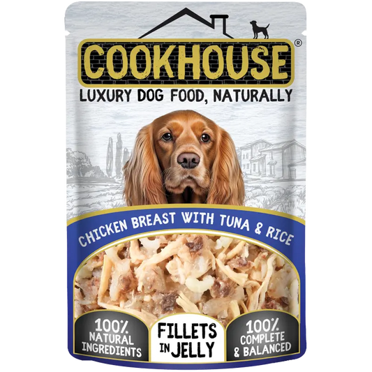 Cookhouse Wet Dog Food: Pouch Chicken, Tuna & Rice In Jelly 100g