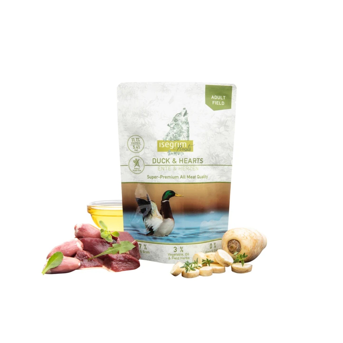 Isegrim Wet Dog Food: Adult Duck & Hearts 410g