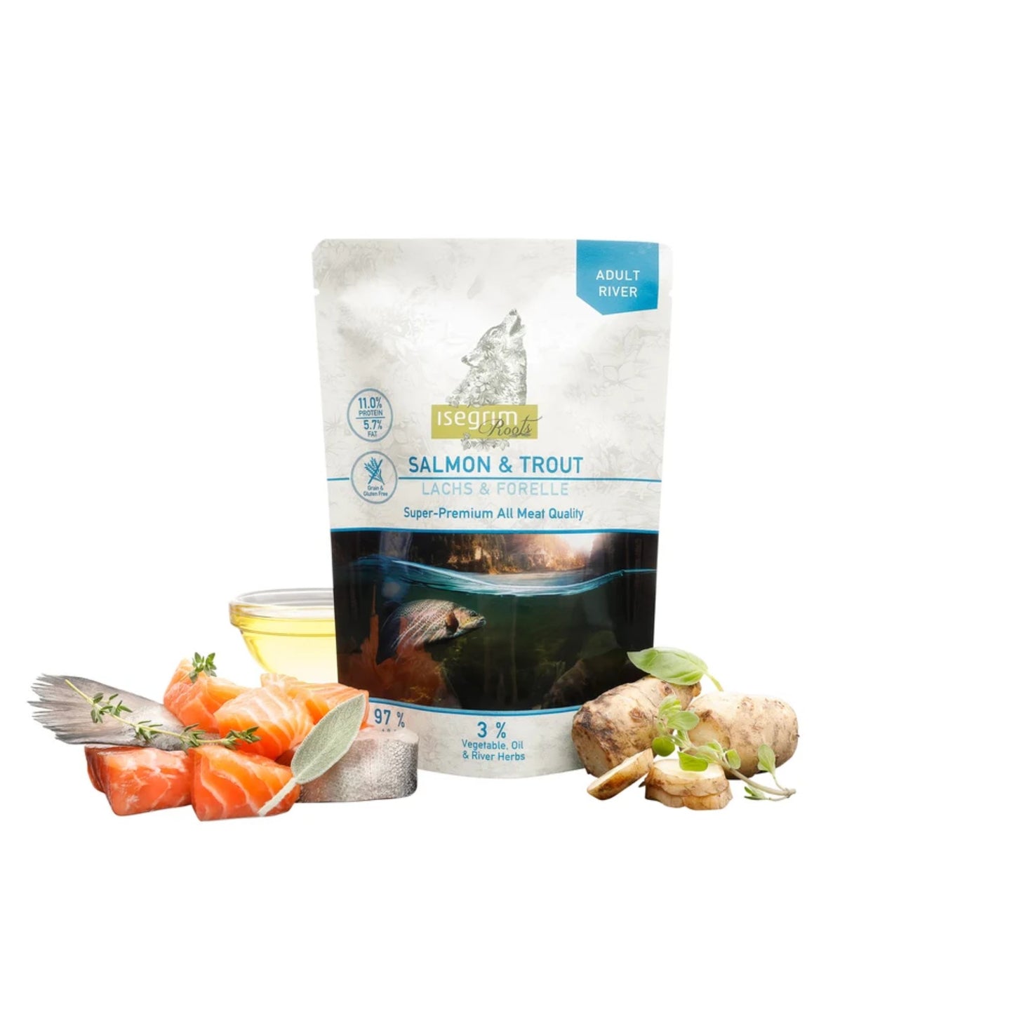 Isegrim Wet Dog Food: Adult Salmon, Trout & Chicken 410g