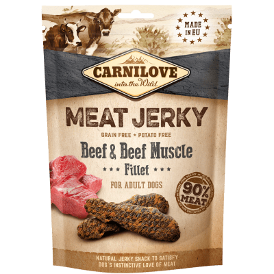 Carnilove Dog Treats: Meat Jerky Beef & Beef Muscle 100g