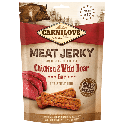 Carnilove Dog Treats: Meat Jerky Chicken & Wild Boar 100g