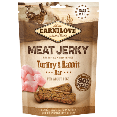 Carnilove Dog Treats: Meat Jerky Turkey & Rabbit 100g