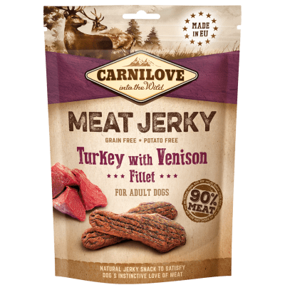 Carnilove Dog Treats: Meat Jerky Turkey with Venison 100g